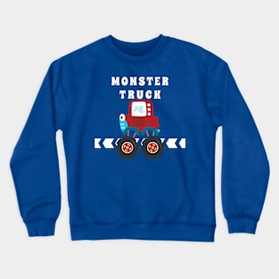 illustration of monster truck with cartoon style. Crewneck Sweatshirt